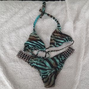 *SOLD* Beach bunny lyin eyes zebra print